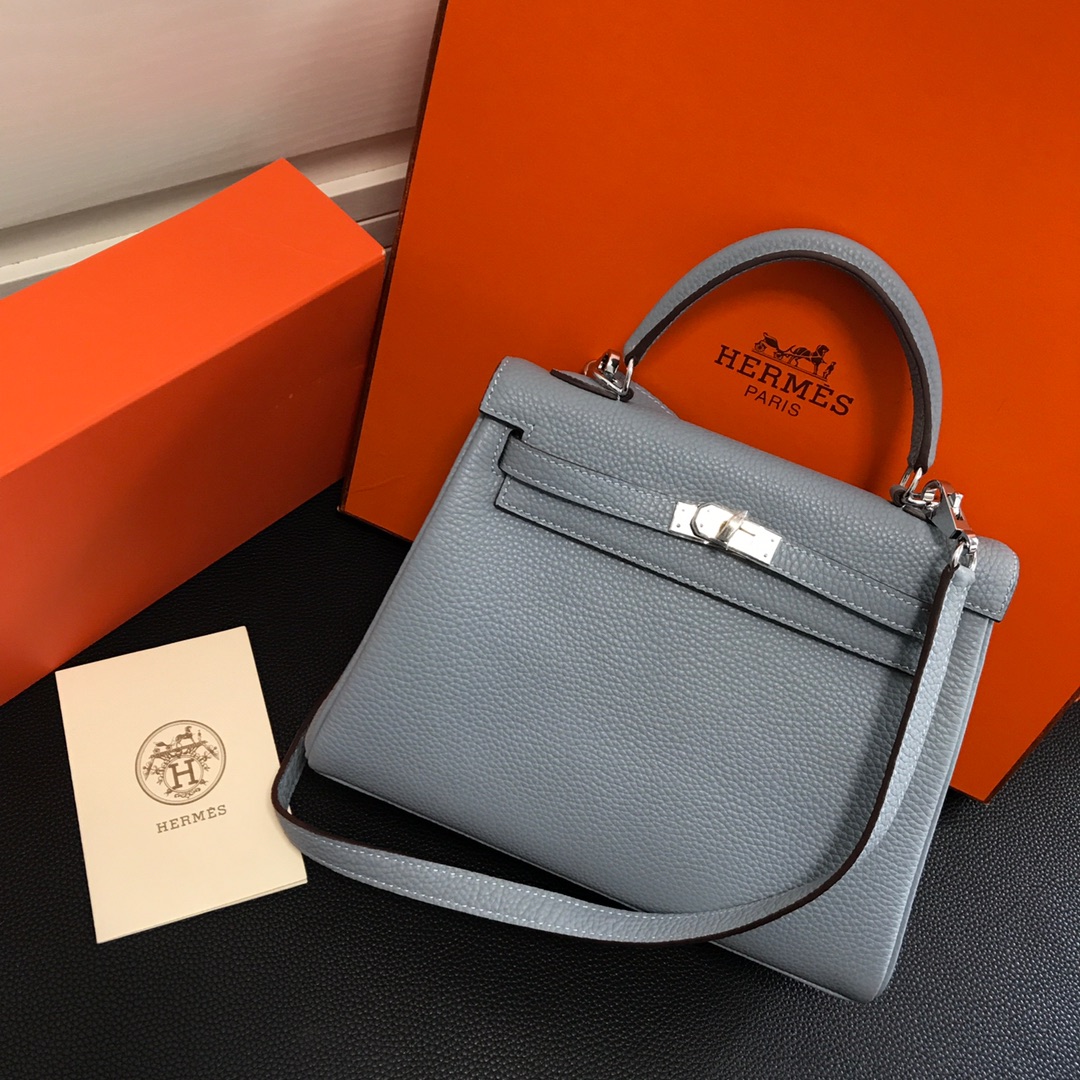 Hermes Kelly 32cm Handbag Shoulder Bag in Grey Togo Leather